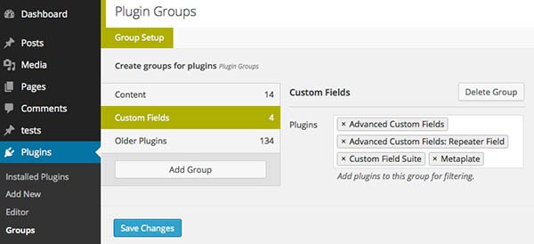 Mit dem "Plugin Groups"-Plugin für WordPress können alle verfügbaren Plugins Gruppen zugordnet werden.